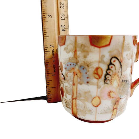 Vintage 1930s Butterfly Teacup & Saucer Set Japanese Eggshell Porcelain Miniatur - Picture 13 of 14